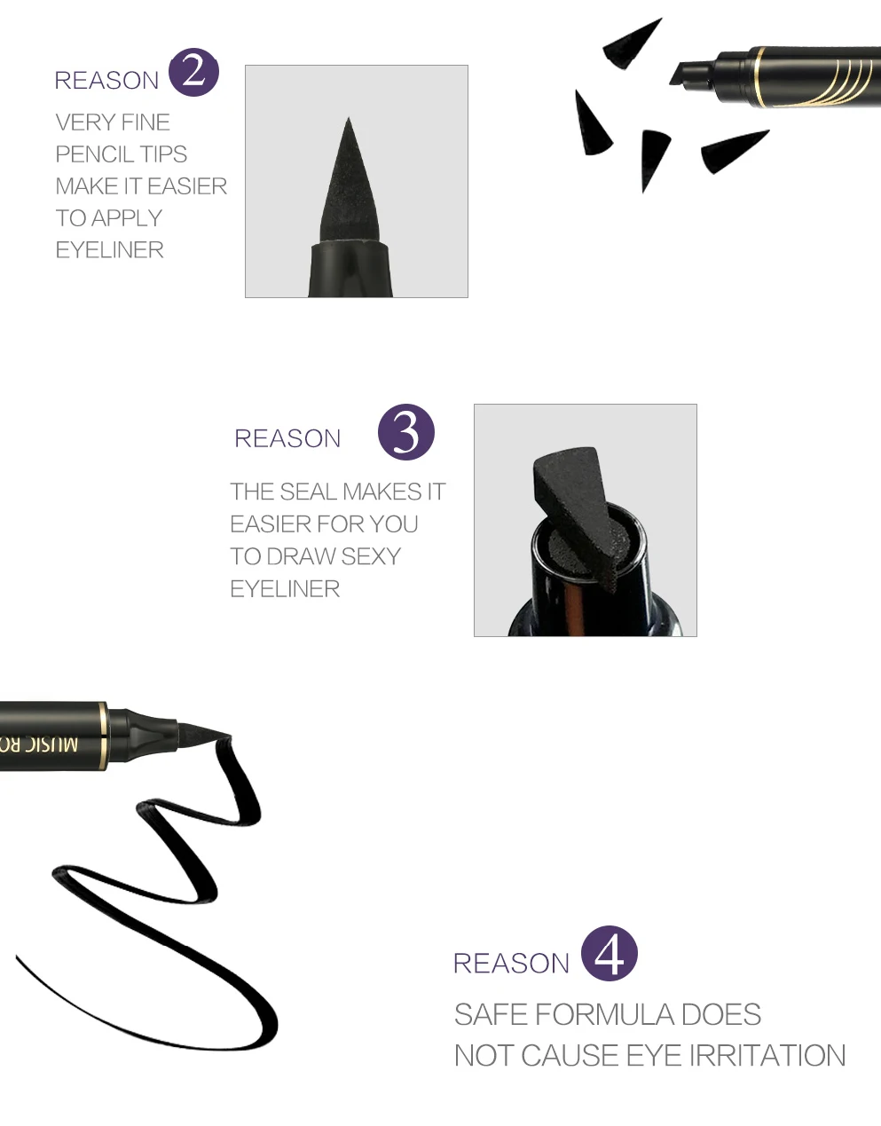 1 Pcs Double-Headed Seal Black Eyeliner Triangle Seal Eyeliner 2-in-1 Waterproof Eyes Make kit with Eyeliner Pen Eyeliner Stamp