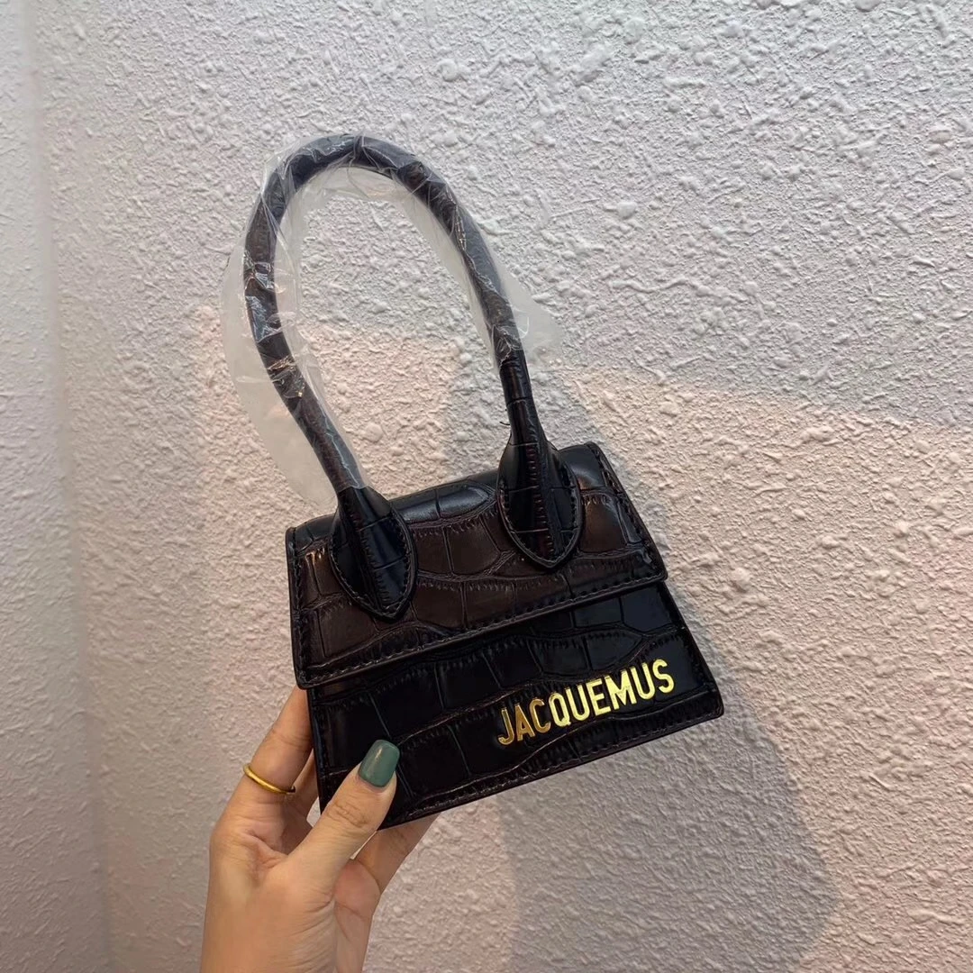 Черный Jacquemus женские сумки с каменным принтом мини сумки аллигатора сумки почтальон дизайнерские сумки через плечо маленький клатч с клапаном - Цвет: Черный