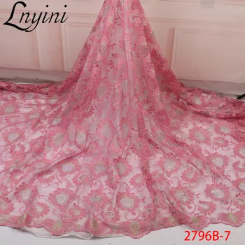 

Baby Pink African Lace Fabric High Quality Mesh Lace Fabric Embroidery Nigerian Wedding Lace Fabric for Cheap Tulle Lace L2796B