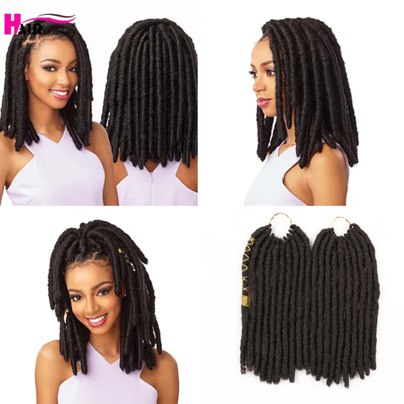 12" Soft Dreadlocks Crochet Braids Hair Goddess Faux Locs With Color Line Synthetic Braiding Hair Extensions Hair Expo City