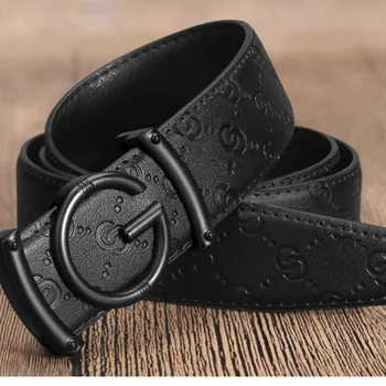 

Men Genuine Leather Smooth Buckle Strap Business Casual Cowhide Belt High Quality Fashion Vintage Male Women for Jeans Cow Skin