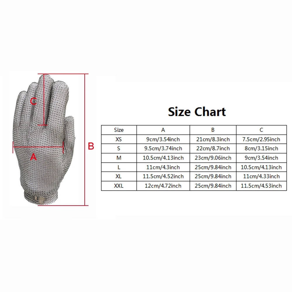 Protective Stainless Steel Mesh Glove Anit-cut Knife Resistant Chain Mail Protective Glove For Kitchen Butcher Working