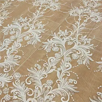 

Venice Lace Fabric By The Yard, Ivory Flowers Lace Fabric, Retro Wedding Lace, Spitze Stoff, Curtain Lace 51” Width