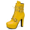 Women Ankle Boots Platform Lace Up High Heel Women Boots Buckle Solid Red Yellow White Round Toe Sexy Ladies Shoes Large Size 48 ► Photo 2/6