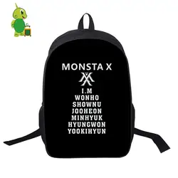 Monsta X Рюкзак KPOP женский мужской повседневный рюкзак школьные сумки для подростков студентов ноутбук удобный рюкзак для путешествий Сумки