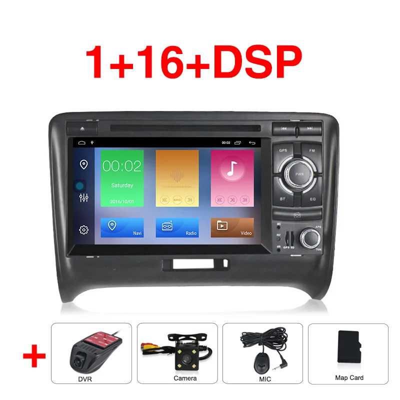 MEKEDE HD 1024x600 Android 9 2 DIN автомобильный DVD gps для Audi TT MK2 8J 2006 2007 2008 2009 2010 2011 2012 мультимедийный плеер радио - Цвет: 16G