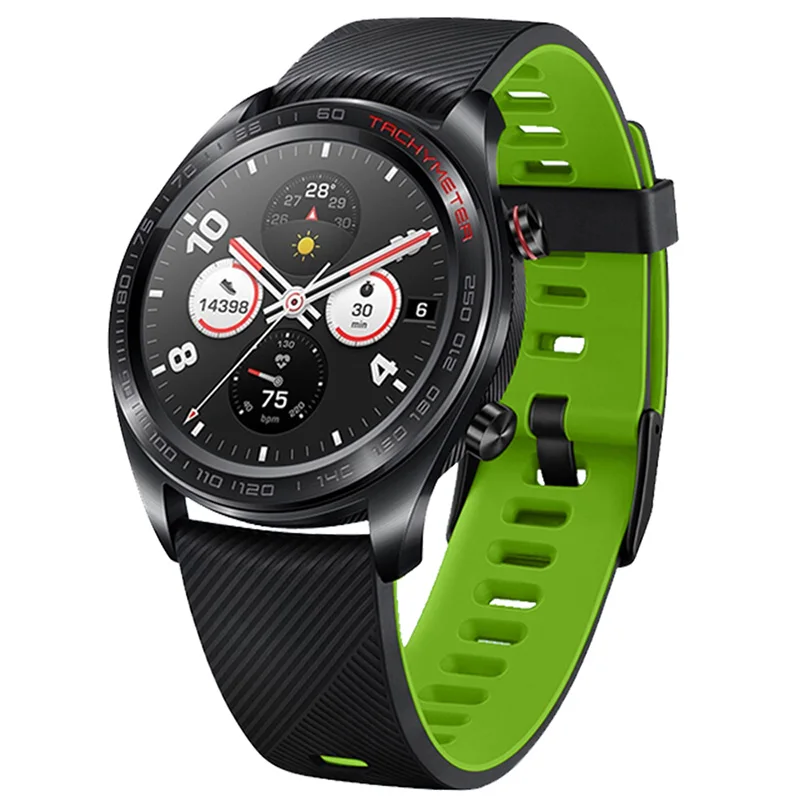 Black Green 22 мм силиконовый быстроразъемный ремешок для часов huawei Watch GT Honor Magic замена силиконовый браслет для huawei GT - Цвет: Black Green