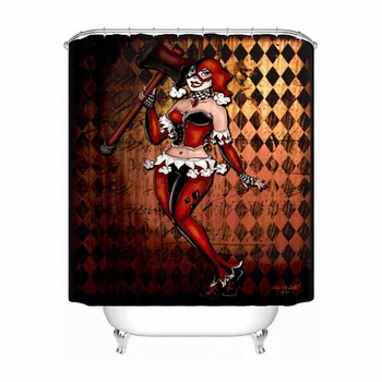 

Custom Harley Quinn Shower Bath Curtain Mildewproof Waterproof Polyester Various Sizes#0421-21-35
