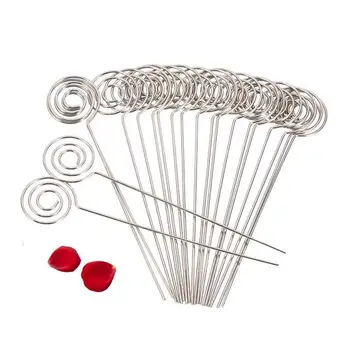 

50 X Metal Wires Business Card Holder Memo Photo Picture Paper Note Clip Bracket Diy Craft Home Office Supplies, Round