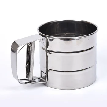 

Handheld Flour Shaker Stainless Steel Mesh Sieve Cup Icing Sugar Bake Tool Hand-pressed Hand-Pressed Bakeware Sifters