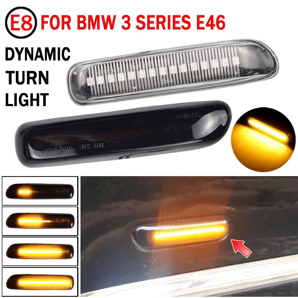 Clear Side Marker Repeater Signal Light Lamp Pair Set Kit for BMW 3 Series 