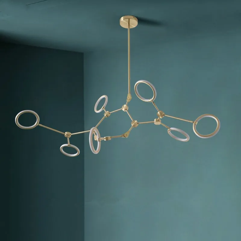 Post Modern Luxury Living Room Led Chandelier Gold Black Metal Rotatable Rod Hanging Lighting Light Fixtures | Освещение