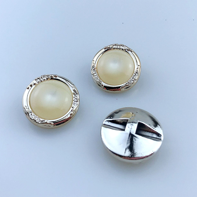 25mm 5PCS/10PCS Big Overcoat Sweater Plating Buttons  With Pearl Stone  DIY Apparel Sewing Accessories