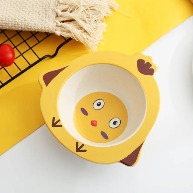Столовые приборы детская посуда hello kitty чаша окружающей среды из натурального бамбукового волокна мультфильм посуда и тарелки наборы Посуда и тарелки - Цвет: duck