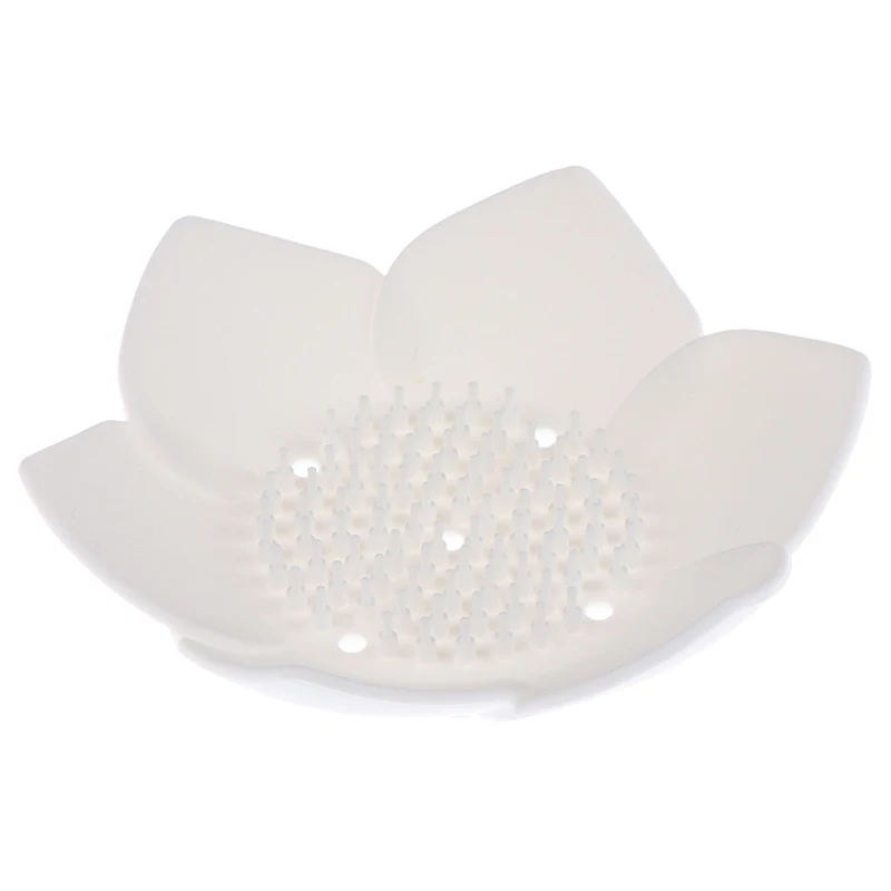 1pc Silicone Draining Soap Dish Soap Box Plate Lotus Shape Holder Portable Soap Dishes anti-skid soap tray Bathroom Accessories