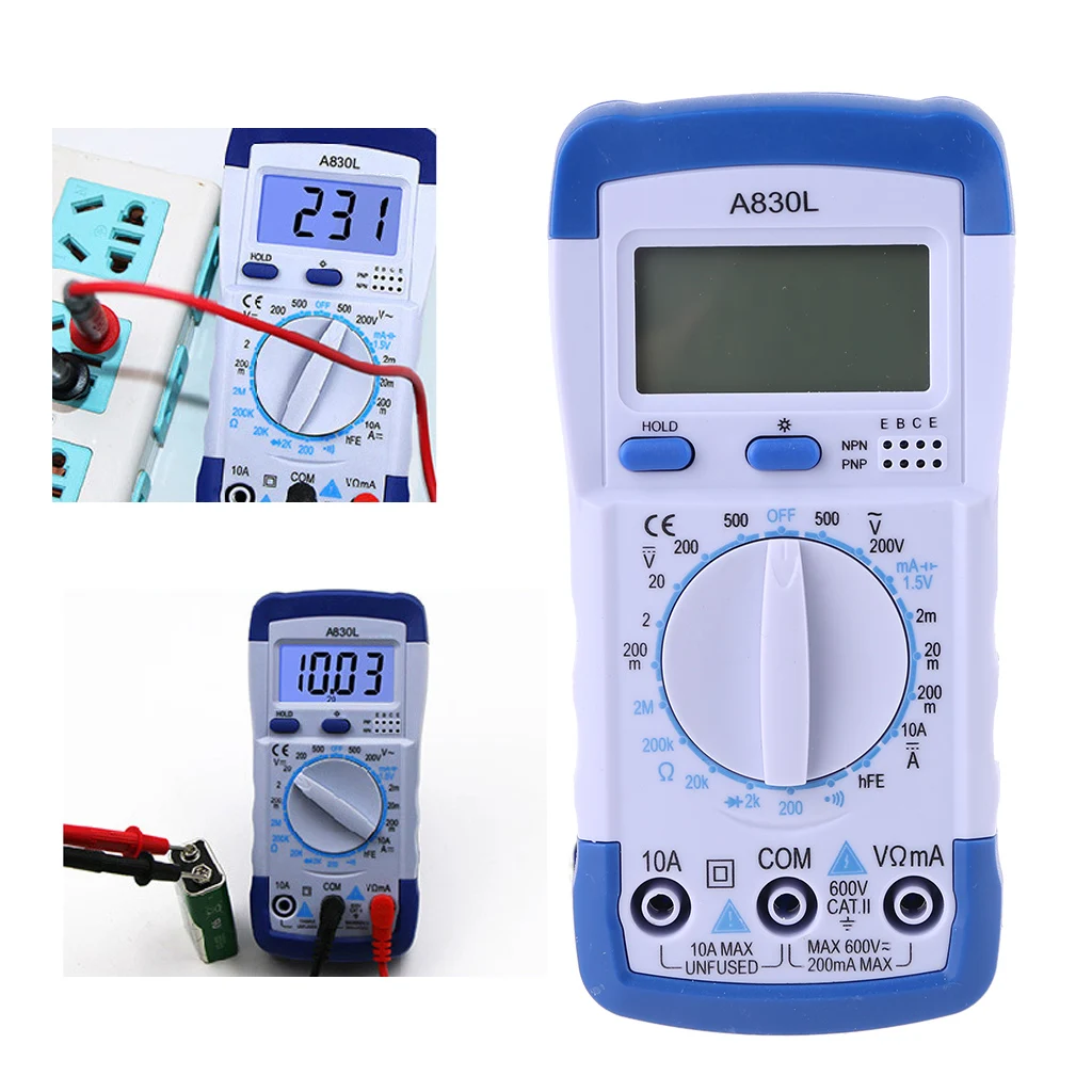 A830L Digital Hand Held Multimeter Measuring DC AC Multitester Volt Tester