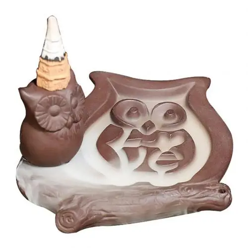Owl Конус в форме совы, конусы для благовоний, большая башня, водопад, ароматическая горелка, палочка, держатель горелок, курильница, домашний декор, чайный домик - Цвет: Owl