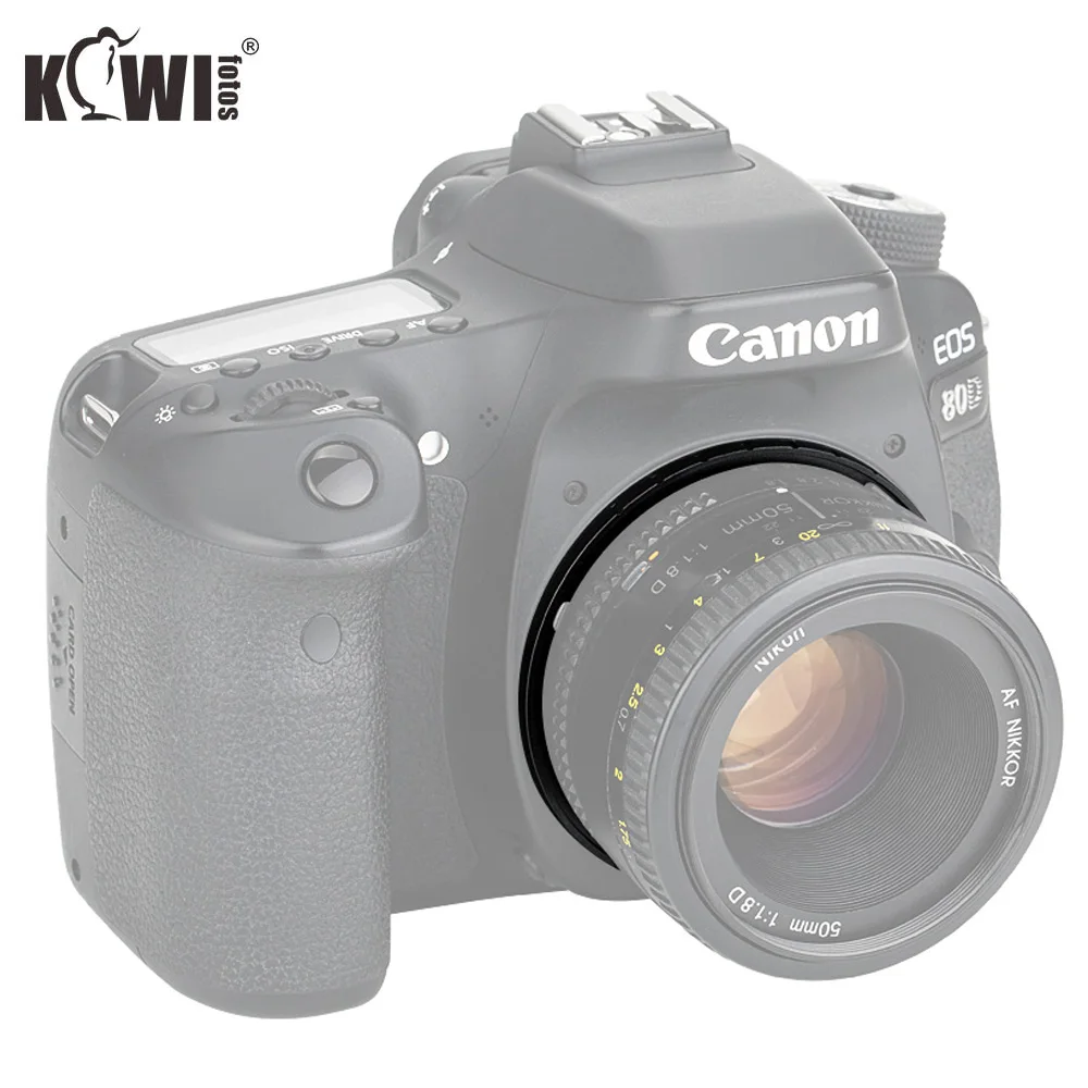 Адаптер для крепления объектива KIWIFOTOS Nikon F Крепление к корпусу камеры Canon EF/EF-S |