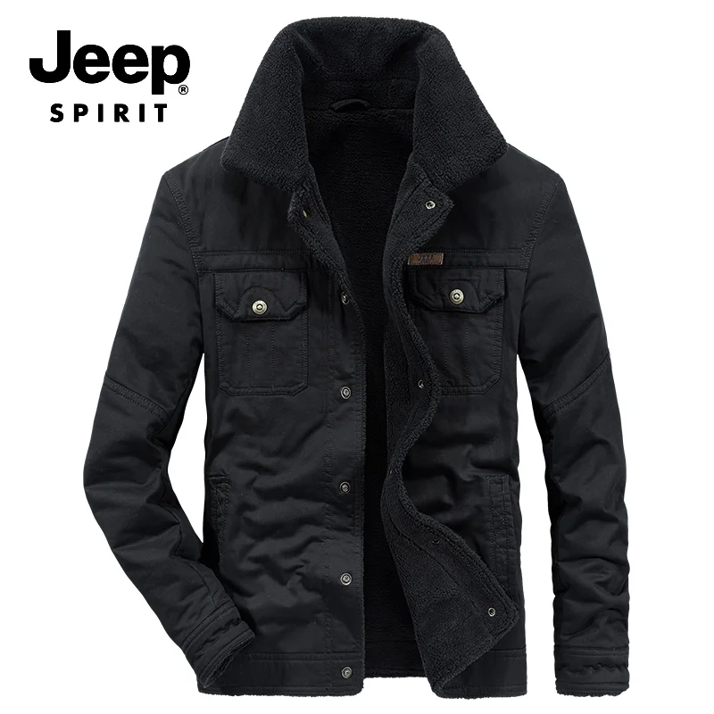 JEEP SPIRIT/Высококачественная зимняя куртка для мужчин, Толстая теплая шерстяная ветровка с подкладкой, зимнее пальто для мужчин, плюс размер, M-4XL, Брендовая верхняя одежда для мужчин