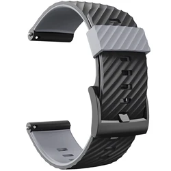 Premium Soft Silicone Sports Watch Strap Replacement - 24mm (Black Grey)