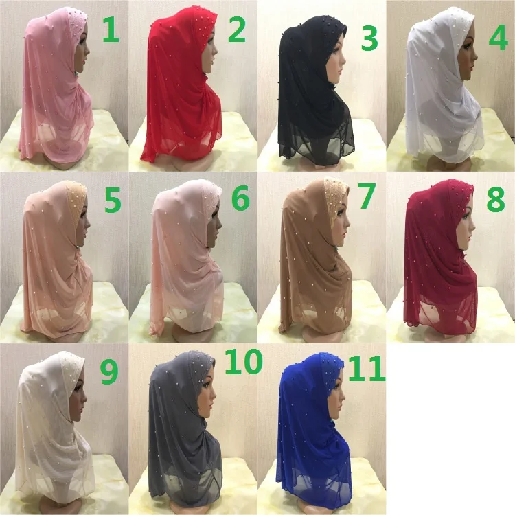 Розничная двухслойная сетка жемчужные бусы арабский головной платок мусульманская шляпа цельный дышащий летний хиджаб