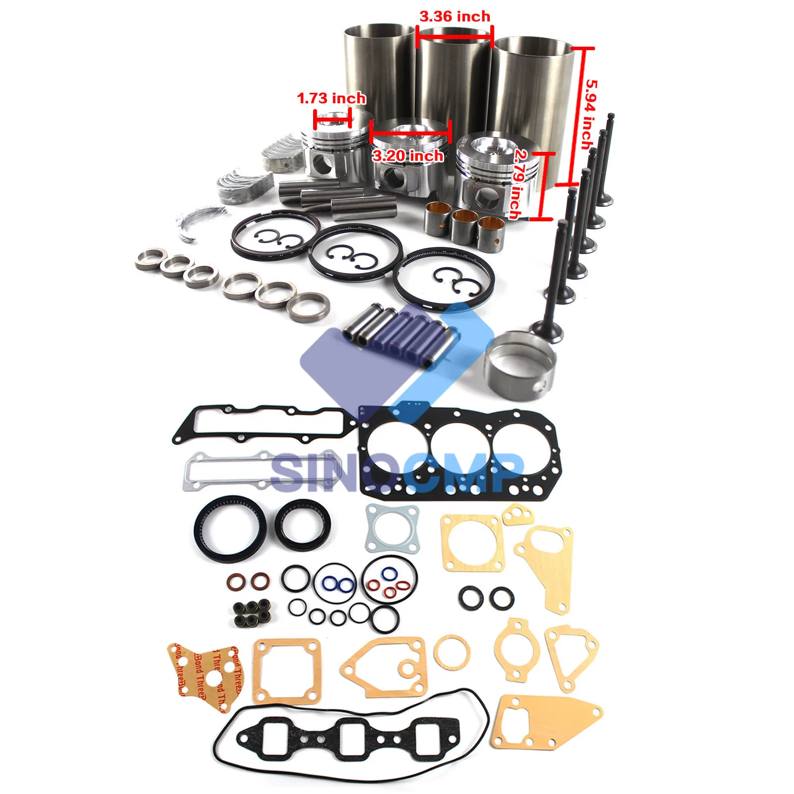 

3TNE82 3TNE82A Engine Overhaul Rebuild Kit For Yanmar Engine Piston Gasket Bearing Ring