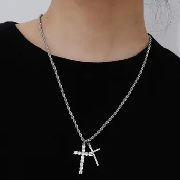 

Gothic Cross Chains Pedant Necklace for Women Men Stainless Steel Hip-Hop Couple Crystal Cross Choker Necklace Lovers Jewelry