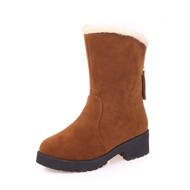 Light Brown Женские кроссовки; однотонные бархатные теплые Нескользящие ботильоны; женская обувь; коллекция года; зимние сапоги; Женская обувь в повседневном стиле - Цвет: Light Brown