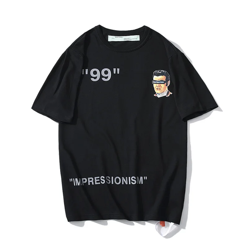 

19ss Summer off White Europe And America Popular Brand Head Pattern Printed Loose-Fit Short Sleeve T-shirt Men And Women Ow Half