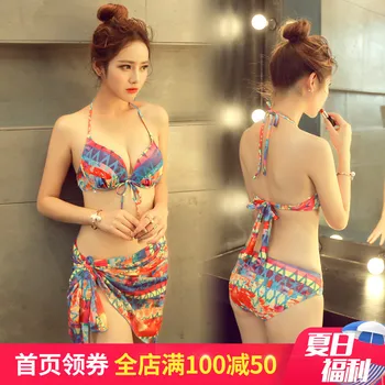 

Bikini Swimwear Female Sexy Three-Point Large Bust Three-piece Set Small Bust Gathering 2020 New Style Slimming Bathing Suit