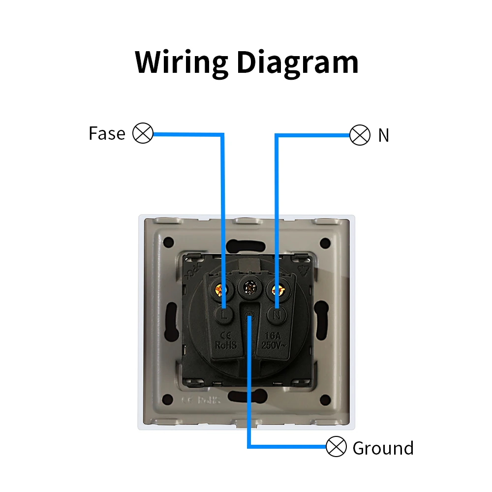 WiFi Switch com Tomada, Painel de Vidro Cristal, Melhoria Da Casa