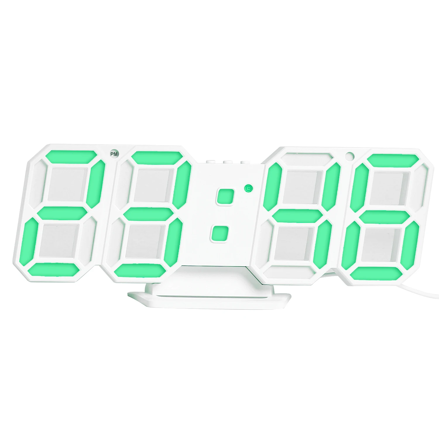 3D светодиодный цифровой будильник для спальни, электронные подвесные настенные часы, настольные часы, 12/24 часов, календарь, домашний декор, подарок - Цвет: Зеленый