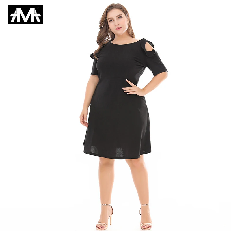 

.A.M.A. Dress for Women Plus Size XL-3XL Summer 2019 Fashion Women's Dress Black/Orange Elegant Comfortable Female Dresses
