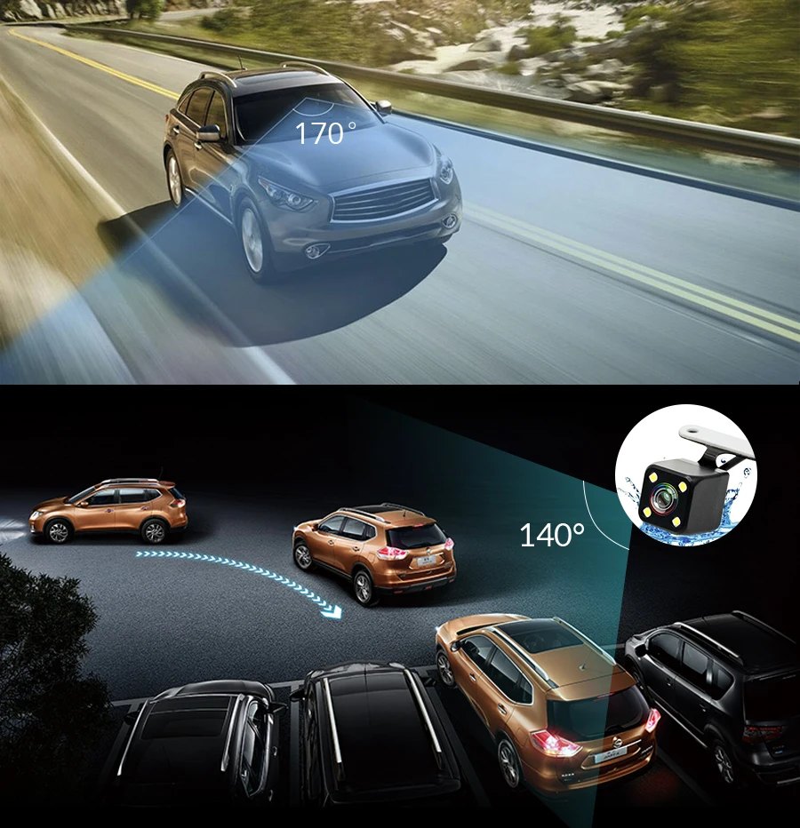 E-ACE Dashcam 3g Автомобильный видеорегистратор gps Навигация 16G авто камера Android 7,0 дюймов зеркало заднего вида FHD 1080P видео рекордер Wifi Bluetooth