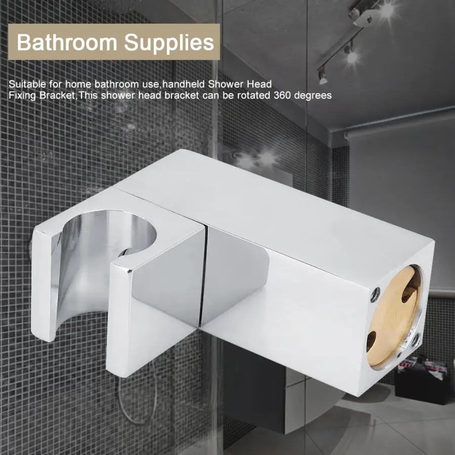 

360 Degrees Rotation Copper Handheld Shower Head Holder Square Fixing Showerhead Bracket Bathroom Accessories