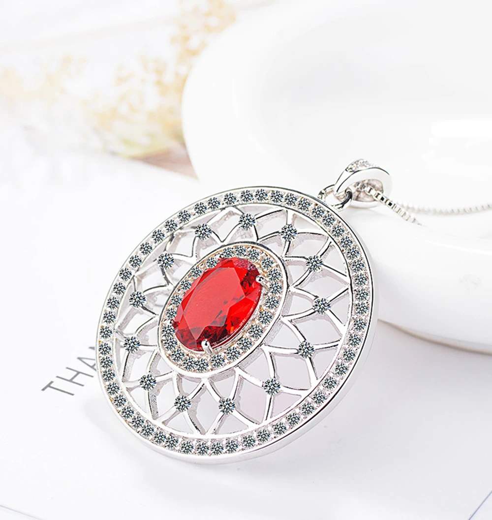 Fanqieliu S925 Stamp New Woman's Pendant Necklace Vintage Flower Crystal Sweet Chain Luxury Jewelry Gift For Girl FQL20490