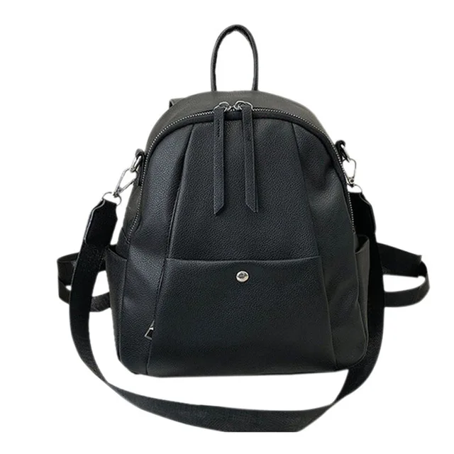 Маленький женский кожаный рюкзак многофункциональная Наплечная Сумка для девочек-подростков школьные сумки модные женские розовые однотонные рюкзаки XA412 - Цвет: Black