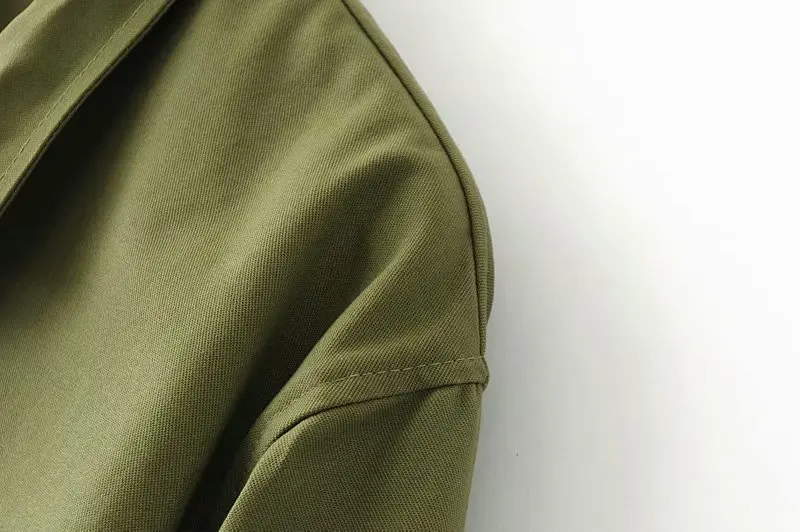 Модная женская куртка Za с вышивкой ArmyGreen, Женская куртка с карманами на молнии, модное повседневное осеннее Женское пальто средней длины, верхняя одежда