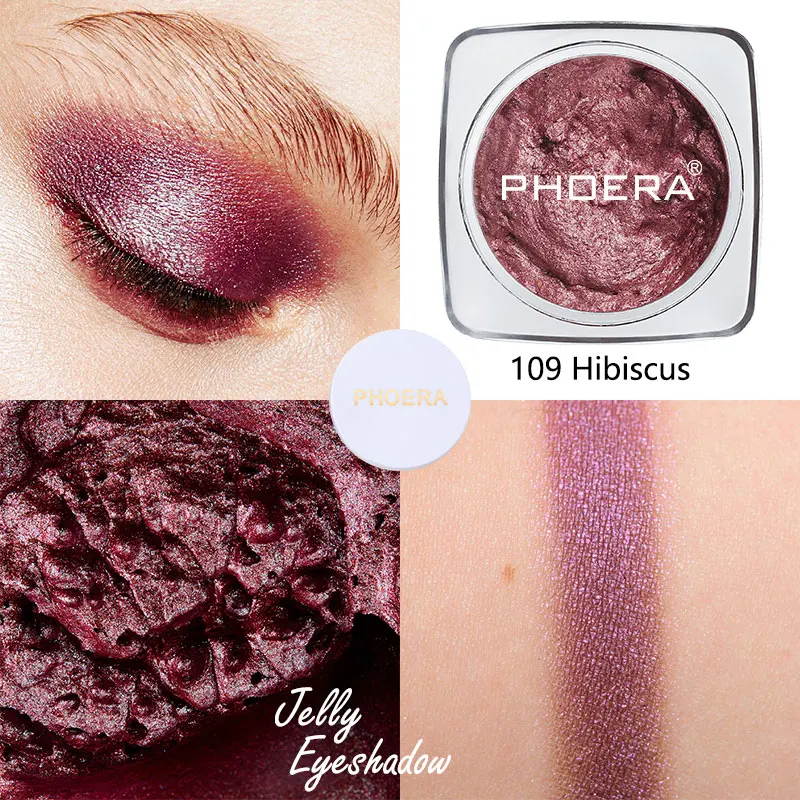 109 PHOERA одноцветные тени для век желе гелевый хайлайтер Make Up Shimmer светящиеся тени для век Maquiagem высокий пигмент Completa макияж TSLM2 - Цвет: 109