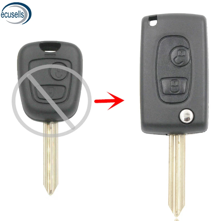 2 кнопочный Складной Корпус для дистанционного ключа Citroen Peugeot Partner Saxo Xsara Picasso Berlingo