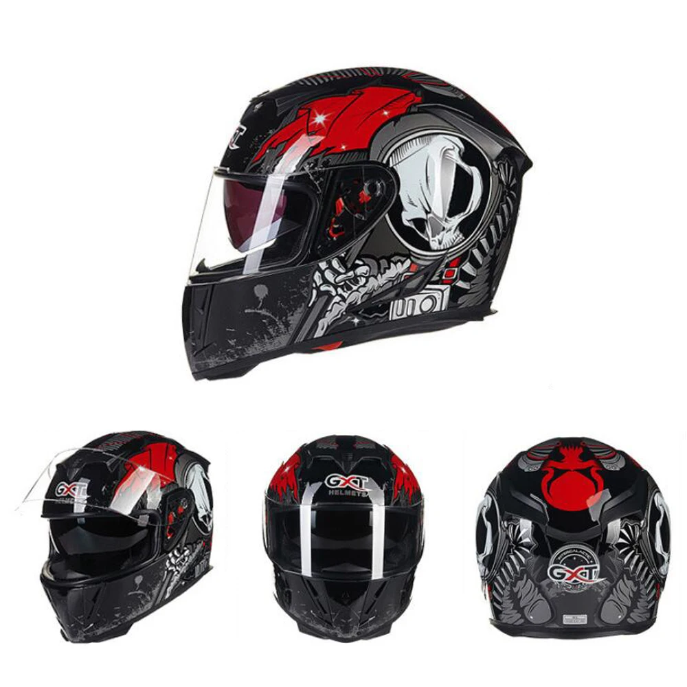 GXT мотоциклетный шлем с полным лицевым покрытием Casco Moto двойной козырек гоночный