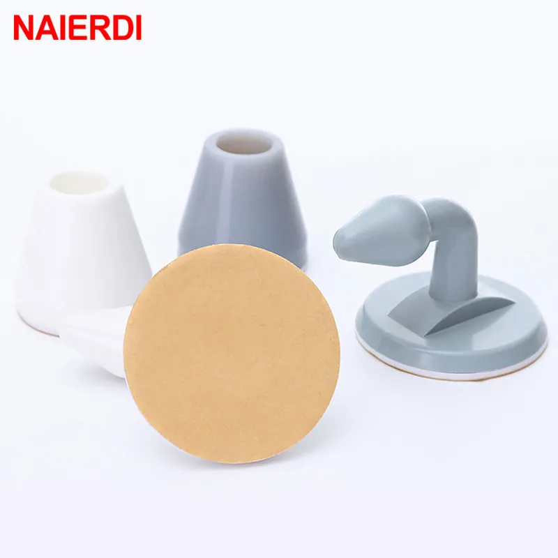 NAIERDI ABS Silicone Door Stopper Door Lock Protective Pad Anti-Collision Protection Self Adhesive Doorstop Wall Protectors