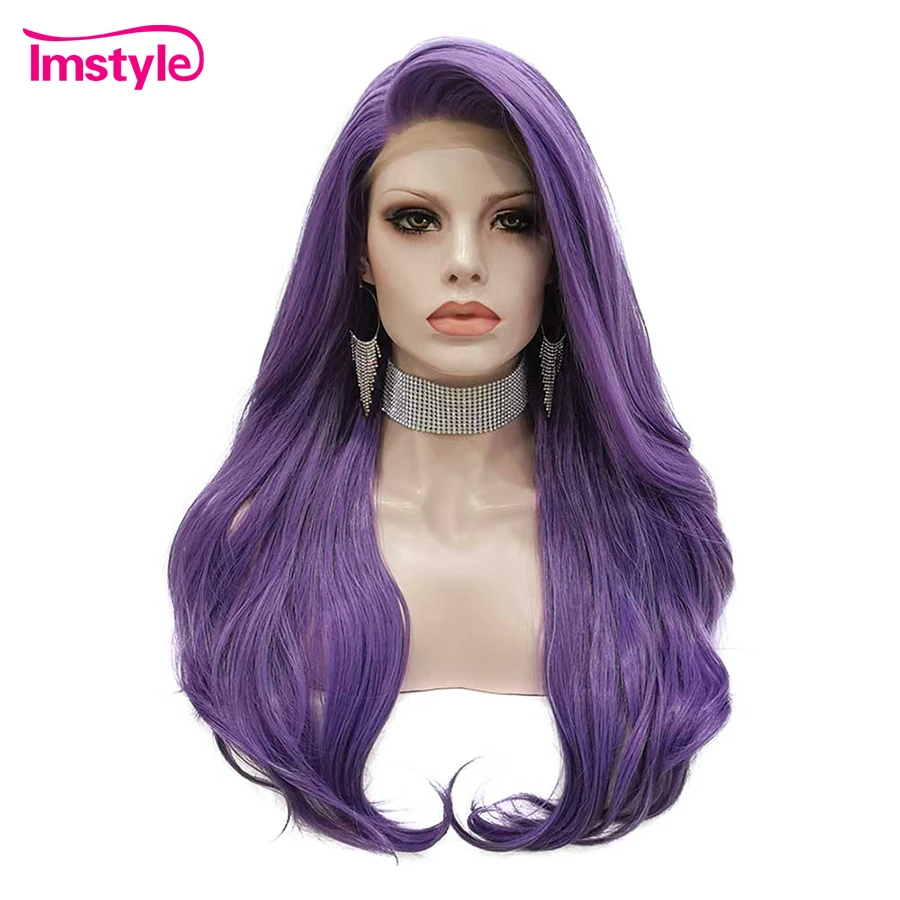 

Imstyle Purple Wigs For Women Long Synthetic Lace Front Wig Heat Resistant Fiber Glueless Lace Cosplay Wig