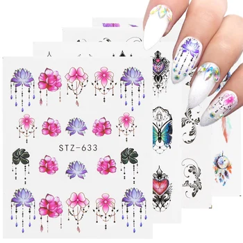 

1pcs Nail Art Water Transfer Stickers Decals Flowers Butterfly Geometric Designs Slider Foils Manicure Decorations NTSTZ633-608