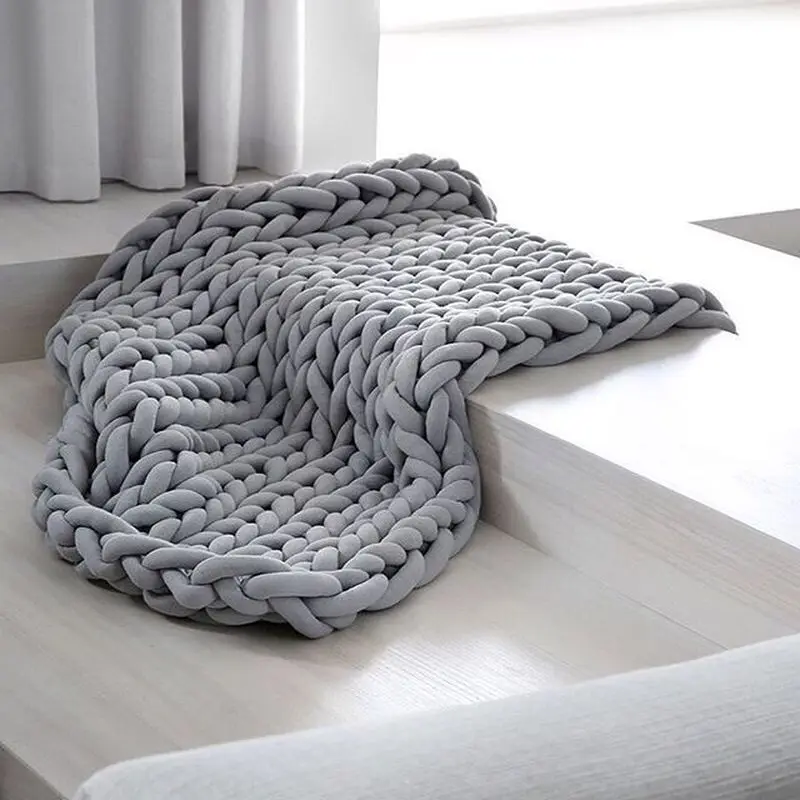 

2x2M Hand Chunky Knitted Blanket Large Soft Warm Winter Bed Sofa Blanket Thick Yarn Merino Wool Bulky Knitting Blanket