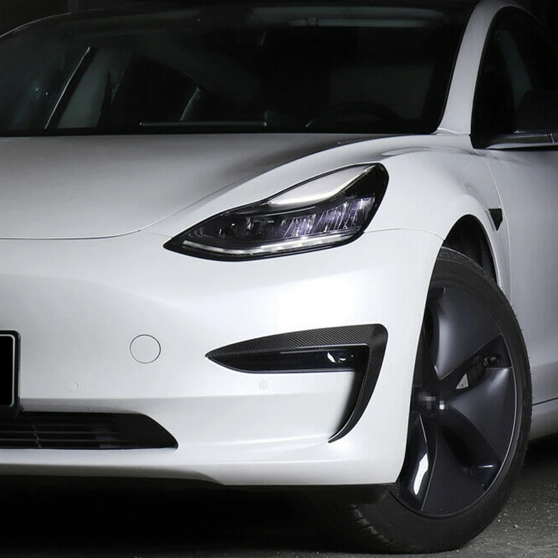 Автомобильный карбоновый бампер модификация для Tesla модель 3 Защита фар 2 шт