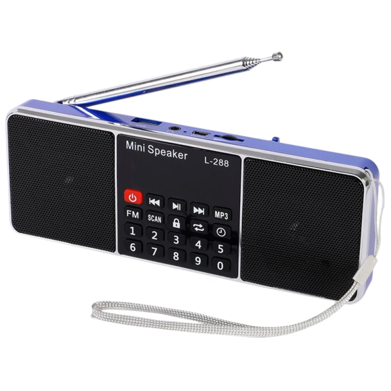 Online Mini Tragbare Wiederaufladbare Stereo L 288 FM Radio Lautsprecher LCD Screen Unterstützung TF Karte USB Disk MP3 Musik Player Lautsprecher (blau)