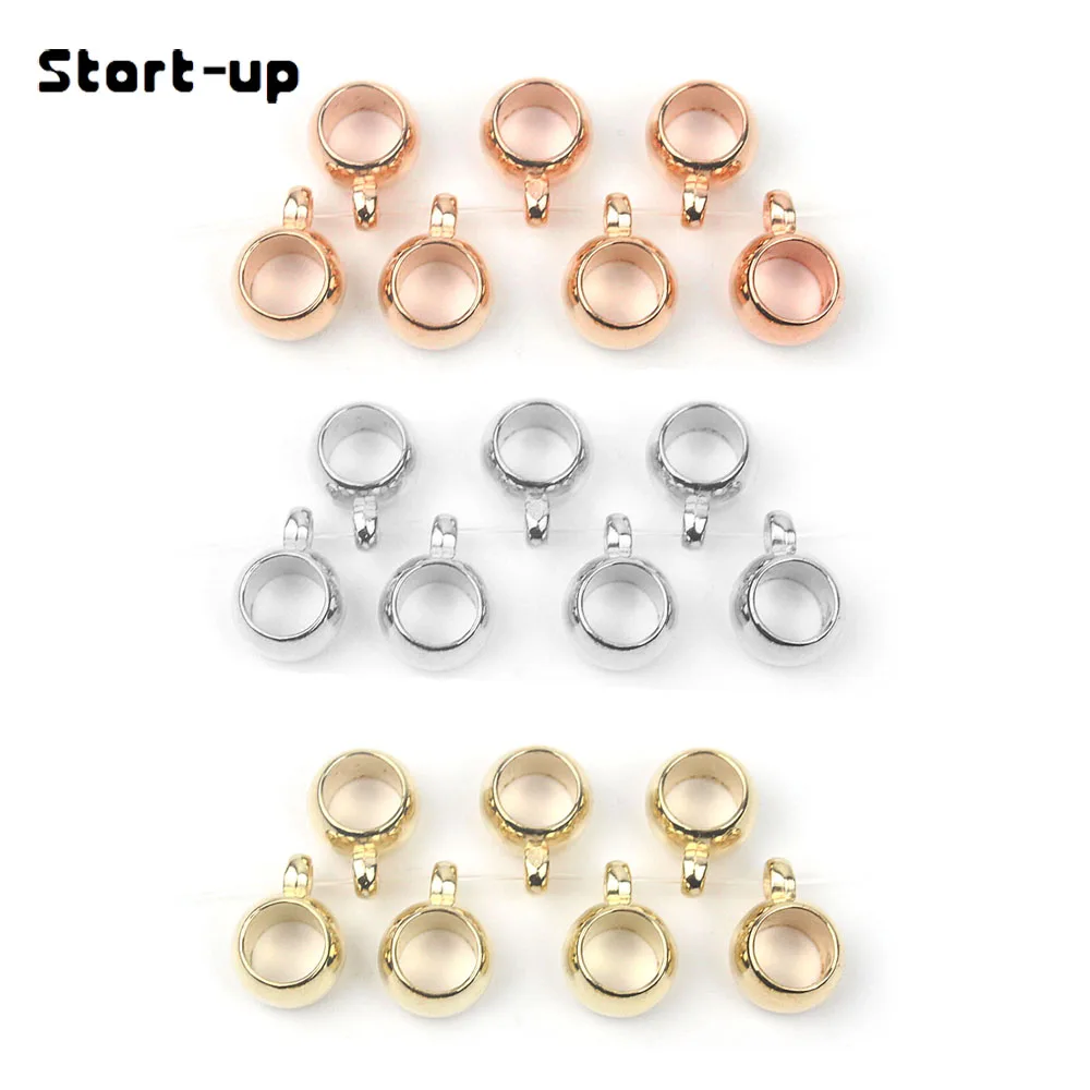 

100pcs/lot Hanger Tube Beads For Pendants Necklaces Connectors Bails Base Dangle Loop Fit European Charms Spacer Jewelry Making