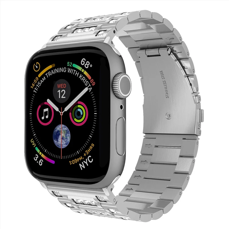 Ремешок для Apple watch band 42 мм 38 мм с бриллиантами 44 мм 40 мм correa Apple iWatch series 4 3 2 роскошный браслет из нержавеющей стали