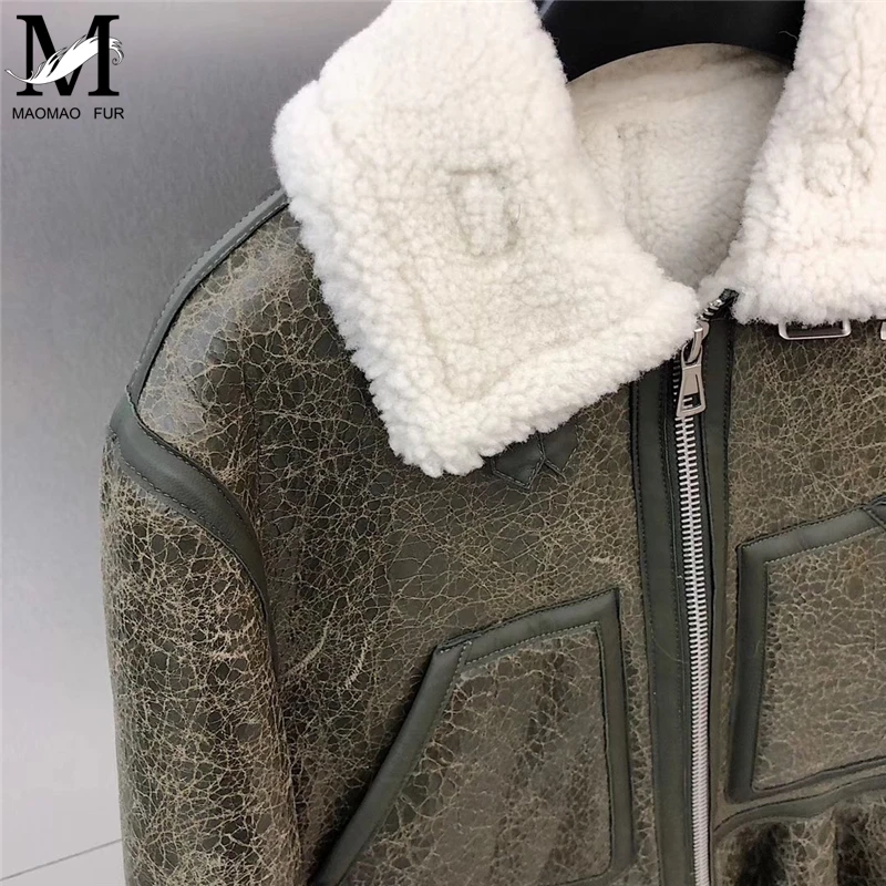 Женские кожаные меховые пальто из овечьей кожи куртки овчины женская модная